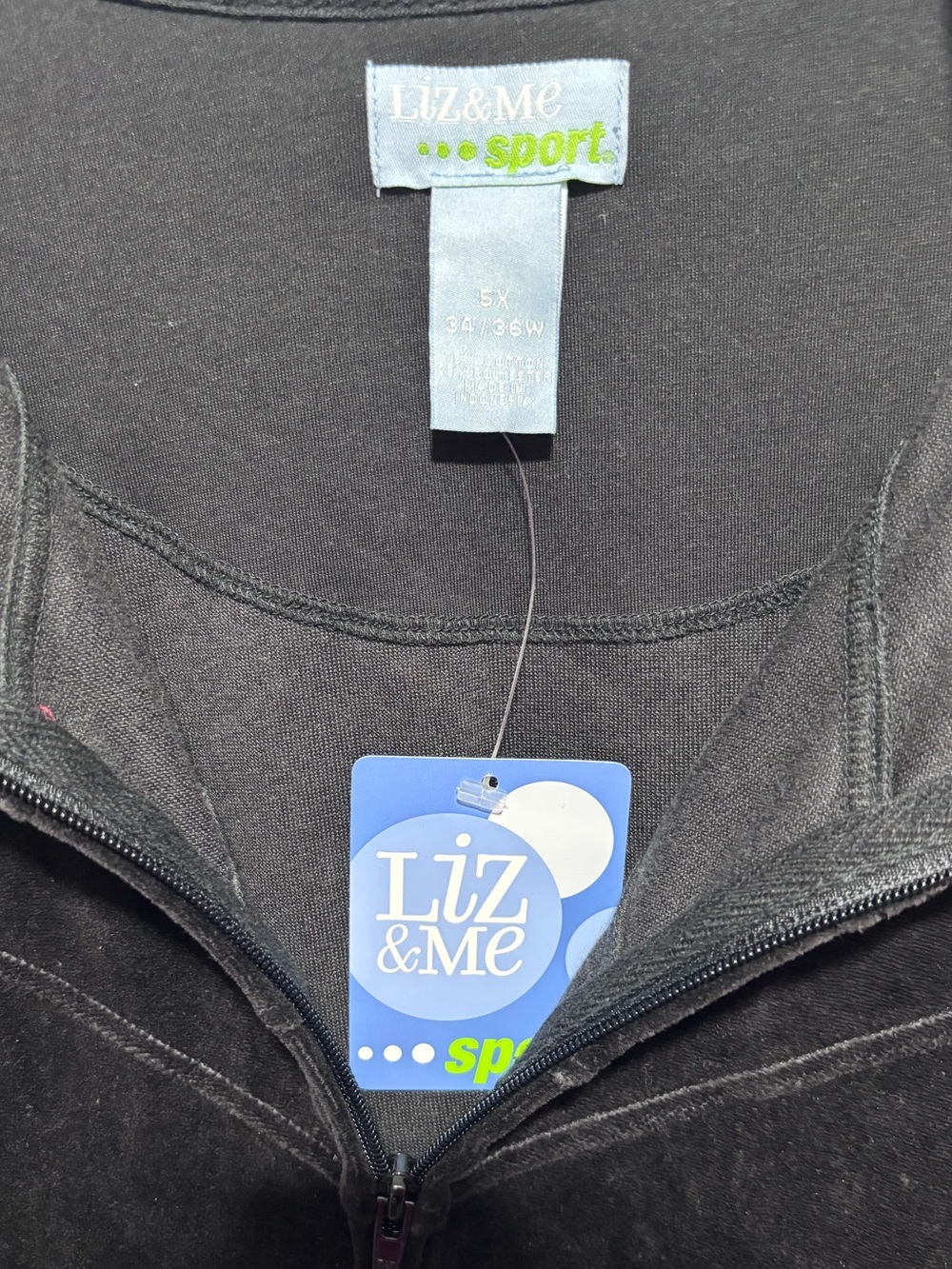Liz & Me Black Velour Zip-Up Jacket – Size 5X – NWT - Picture 4 of 5